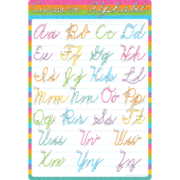 Ashley Productions Smart Poly Chart Cursive Alphabet, 13in x 19in 91076